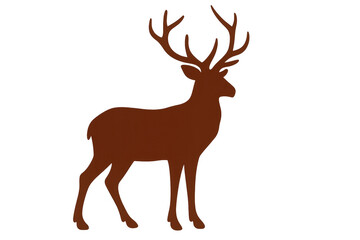 Fototapeta premium Brown deer silhouette standing on transparent background