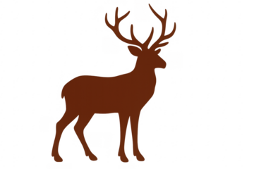 Brown deer silhouette standing on transparent background