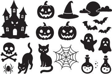 Spooky halloween elements set illustration vector halloween themed elements set vector art