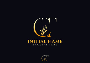 Letter CT or TC Beauty Logo with Flourish Ornament Luxury, Suitable for any Business with Initials