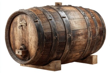 Aged wooden barrel, isolated