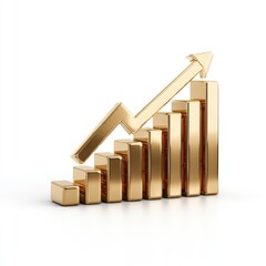 Gold bar graph, upward trend.  
