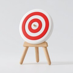 White target with red rings, resting on a wooden tripod