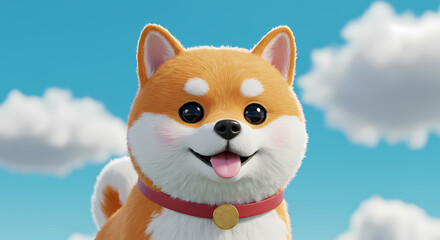 Cute little dog husky and shibainu