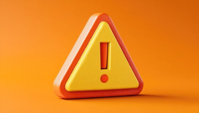 3D rendered warning sign, orange and yellow