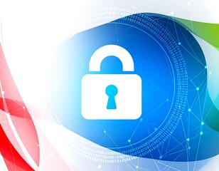 Abstract security lock graphic with digital elements
