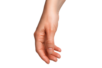 A close-up of a Caucasian female hand reaching out, showcasing delicate features and soft skin.