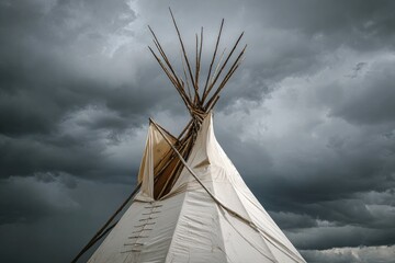 Tepee under dramatic sky