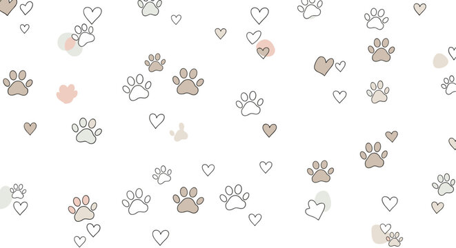 Cute paw prints and heart doodles a whimsical pattern of animal footprints and sweet symbols adorable repeating design for pet lovers and childrens items