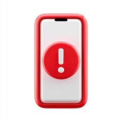 Red smartphone with exclamation mark alert