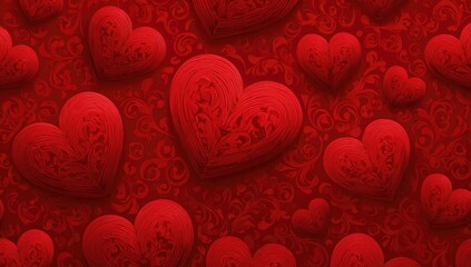 Ornate hearts in a rich red pattern