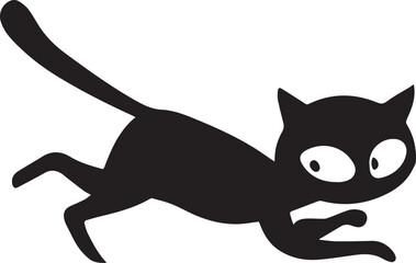 Sneaky Ninja Cat Silhouette with Raised Tail