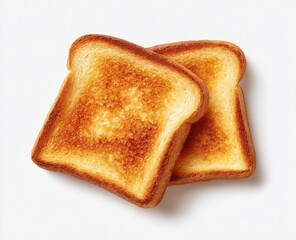 Fototapeta premium Two slices of golden-brown, toasted bread