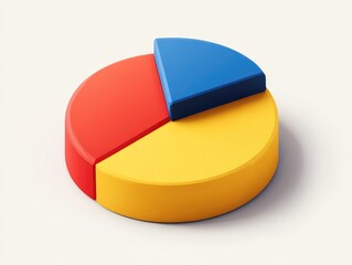 Obraz premium 3D pie chart with red, yellow, and blue segments