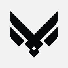 Obraz premium Abstract Avian Emblem: A bold, geometric emblem, featuring the stylized silhouette of a bird in flight. The minimalist design offers a clean aesthetic.