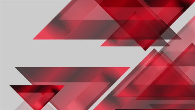 Geometric tech background with red glass glossy triangles. Seamless looping abstract concept motion design. Video animation Ultra HD 4K 3840x2160