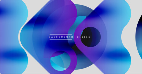 Abstract fluid shapes blend, creating vibrant blue, purple gradients. Text reads background design centered within composition. Modern aesthetic.