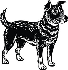 Vector art of black doberman dog silhouettes in different poses isolated on transparent background
