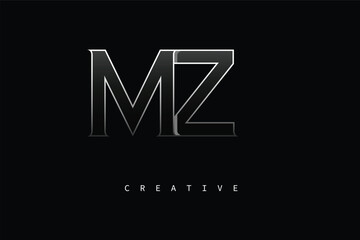 MZ Luxury Minimalist Letter Logo &ndash; Modern Metallic Design for Premium Branding & Creative Identity