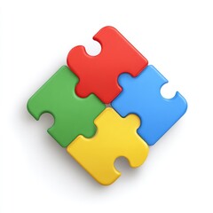 Fototapeta premium Four colorful puzzle pieces forming a square
