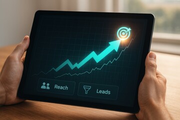 Lead Generation and Marketing Reach Growth Dashboard on Tablet

