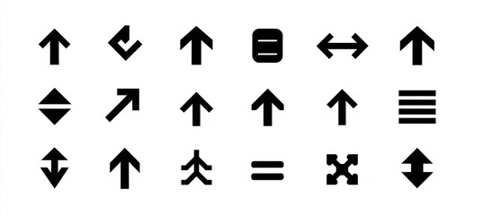 Set of black directional icons