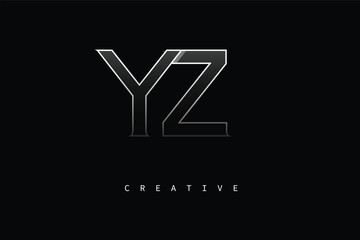 YZ Luxury Minimalist Letter Logo – Modern Metallic Design for Premium Branding & Creative Identity