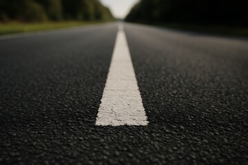 Perspective view of a paved road with a white line