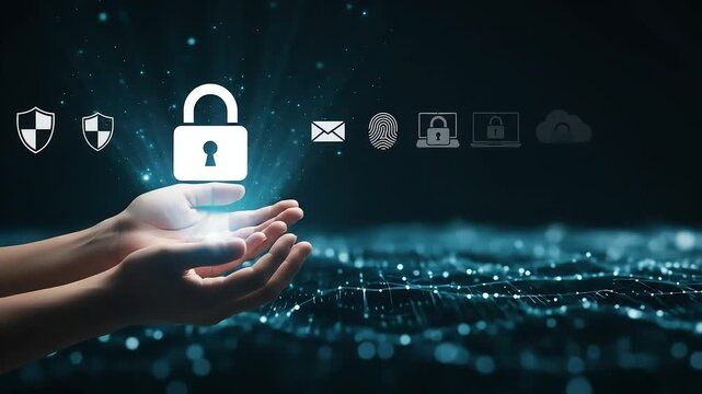 businessman hand touching virtual screen Cyber security networking digital identity and data security Internet security and cybersecurity technology concept User password access protection secure 