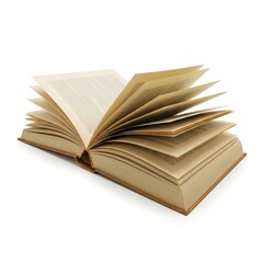 Open book isolated on white background, showcasing its pages and inviting readers to explore its contents