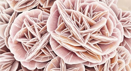 Intricate patterns formed by desert rose gypsum crystals creating a natural sculpture formation