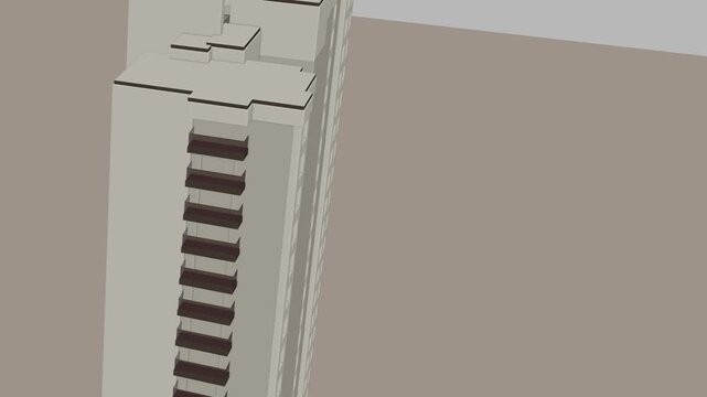 Animation of a Generic Apartment Building Complex, seamless looped animation, 3d animation