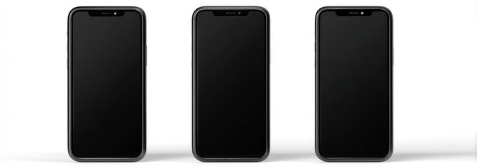 Three black smartphones