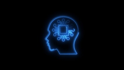 Digital artificial intelligence concept represented with a glowing outline of brain and circuitry