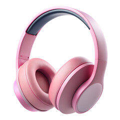 Stylish pink headphone for music listening isolated on transparent background