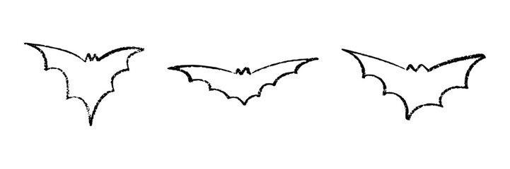 Black Halloween theme with bat silhouette and vampire decorative elements. Flat vector illustration isolated on white background.