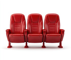 Obraz premium Three red leather movie theater seats