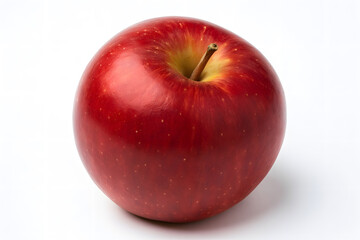 A vibrant red apple isolated on a white background, fresh fruit perfect for healthy snacks and crisp refreshing flavor