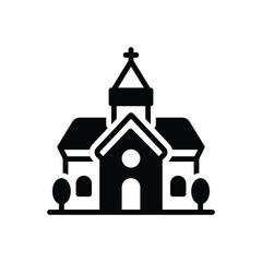 Black solid icon for church