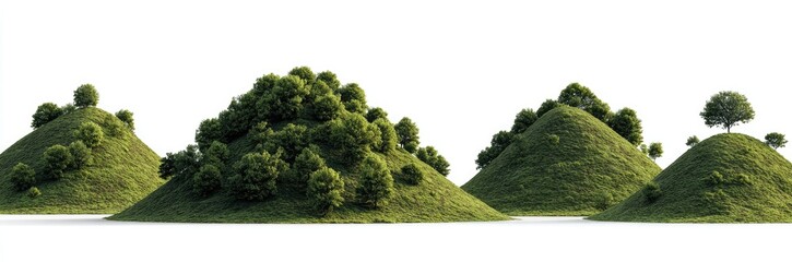 Obraz premium Three grassy hills with trees