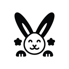 Black solid icon for easter bunny