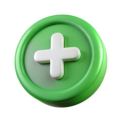 Obraz premium Green plus button isolated on transparent background