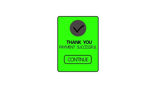 Digital payment concept online banking, finance, and money transfer concept. payment successfully. Payment completed animation on a white background 4k video animation .