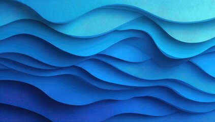 Obraz premium Abstract blue waves layered in textured 3D effect