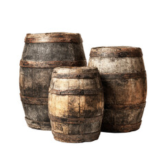 Obraz premium Rustic wooden barrels, cellar storage, aged texture, dark background, vintage design