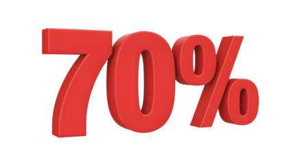 Bold red 70% discount symbol, perfect for sales, promotions, and special offers