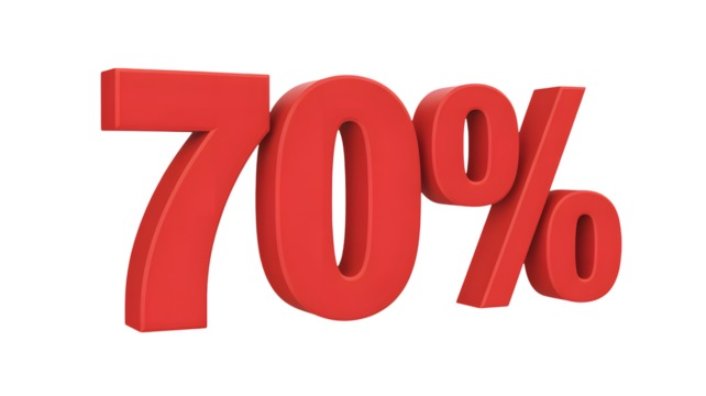 Bold red 70% discount symbol, perfect for sales, promotions, and special offers