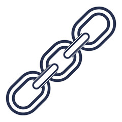 Simple dark blue chain links on white background