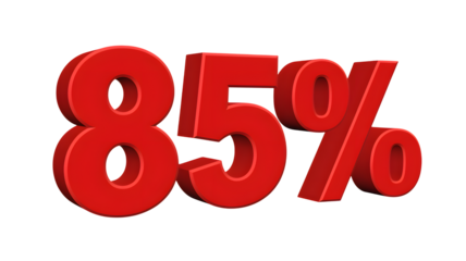 Red 3D 85% Percentage Sign for Sales, Discounts, and Promotional Offers