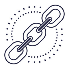 Connected chain links with digital sparkle effect